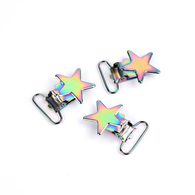 China Garment Factory Wholesale Custom Rainbow Platypus Pacifier Clip Star Pentagonal Suspender Clip for sale