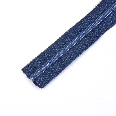 China NEW #5 Teeth Blue Nylon Zipper Tape Slider Narrow End Zipper for sale