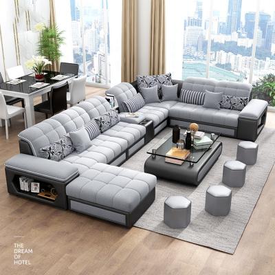 China New Arrival Fashion Style Large Modern Cheap Custom U Shaped Sectional Adjustable Corner 7 Seater Gray Upolstery Fabrics (Other) Sofa for sale