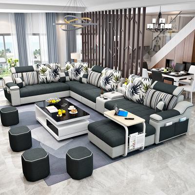 China Fashion Style Sponge Adjustable Modern High Density U Sectional Furniture Gray Living Room Gray Sofa Set With Computer Desk for sale