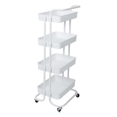 China Behind Doors/On Walls Space Saving 4 Tier Metal Rolling Art Supplies Storage Kitchen Bathroom Storage Shelving Organization Trolley Cart With Tray for sale