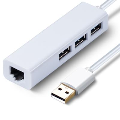 China ABS USB To Ethernet Adapter 3 Port USB 2.0 Hub For Macbook Laptops for sale