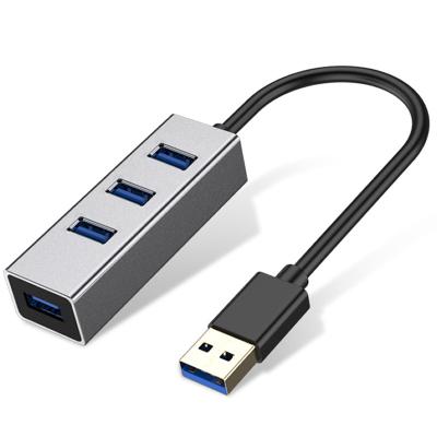 China Aluminum Alloy 4 Ports Usb Hub Hi-speed 4 Left USB 2.0 HUB Splitter Multi Expansion Expansion For PC Laptop Adapter USB Hub for sale