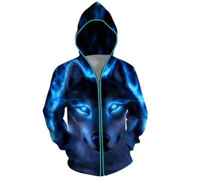 China Praise Fashion EL Anti-Shrink Wire Light Up Hoodie Printing Colorful Customized Printed Full Hoodies For EDC EDM Party DJ for sale