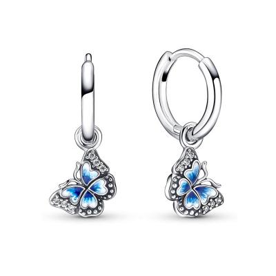 China Butterfly Shape Flower Shape Fashion Ladies Two Tone Stud Earrings 925 Sterling Silver Fine Jewelry for sale