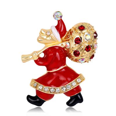 China ALLOY fashion exquisite diamond-encrusted Santa Claus pin corsage Christmas brooch collection for sale