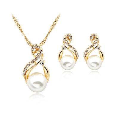 China TRENDY Fashion Pearl Jewelry Sets Necklace Earring Sets Trendy Bridal Jewelry Sets for sale