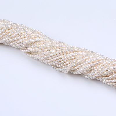 China DIY Jewelry Making 3-4mm White Rice Shaped Pearl String Natural Freshwater Pearl Beads DIY Semi Product for sale