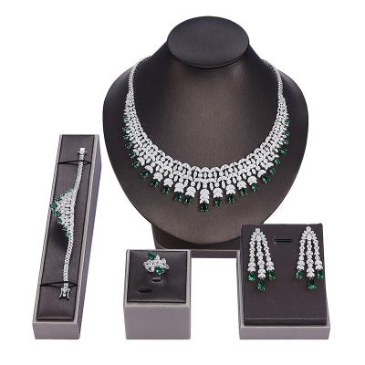 China FASHIONABLE Luxury Crystal Wedding 5pcs Jewelry Sets Full Shining Zircon Fine Bridal Jewelry Sets Women Party Jewelry Sets for sale