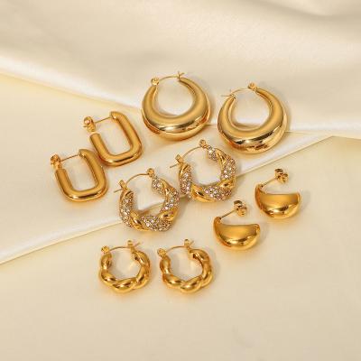 China Fashion Women 18K Gold Plated Huggie Chunky Statement Earrings Chunky Hoop Earrings Jewelry For for sale