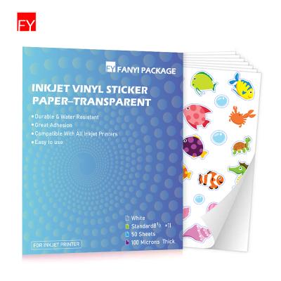 China Printable Waterproof Vinyl Paper Roll A4 Inkjet Sticker PVC Die Cut Transparent Clear Sheet for sale