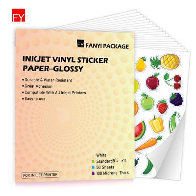 China Waterproof Paper Printing Inkjet Logo Rolls For Glass Large Printable Personalized A4 Label Roll Vinyl Sticker for sale