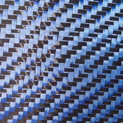 China One Roll High Strength Wholesale Blue Carbon Fiber Cloth Fabric Kevlar Cloth Width 1M for sale