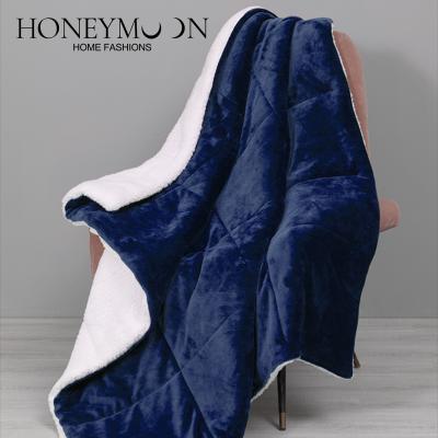 China HONEYMOON Selling Luxury Flannel Plush Sherpa Christmas Anti-Static Warm Ultra Soft Throw Blanket Reversible Sherpa Throw for sale