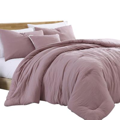 China 2022 Nondisposable Hot Sell Luxury Cotton Like Microfiber 100gsm Prewashed Solid Comforter Sets 4pcs For All Season for sale