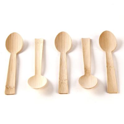 China Disposable Lunch Tableware 7inch Disposable Custom Printed Portable Bamboo Smooth Wooden Spoon Coffee Tea Flatware Environmental for sale