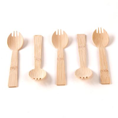 China Disposable Hot Goods 170mm Natural Bamboo Wooden For Food Salad Utensils Cutlery Spoon Spork Portable Camping Fork for sale