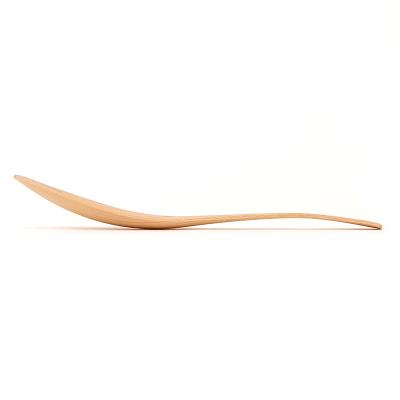 China Dinner Goods 136mm Portable Biodegradable Bamboo Hot Disposable Lunch Wood Camping Soup Scoop Smooth Spoon 5.3inch for sale