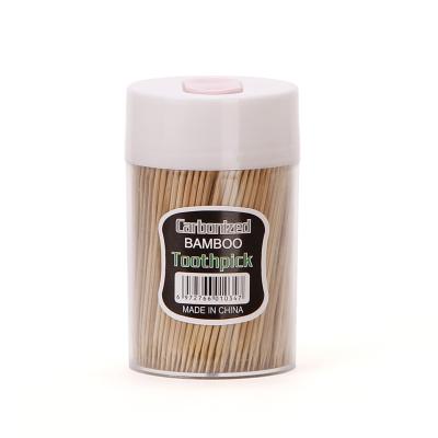 China Viable Custom Hot Sale 65mm Open Cover 1.8mm Cover Toothpick Holder Eco Friendly Carbonated Bamboo Jar for sale