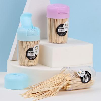 China Disposable Kitchen Disposable Eco-Friendly Instruments Products Toothpick Stick Bottle Holder Disposable Bamboo Wooden Dispenser for sale