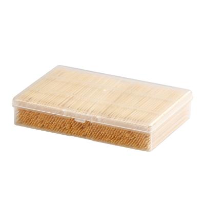 China Viable Different Sizes Double Headed Storage Boxes 1000pcs Plastic Bamboo Wooden Food Sticks Container Toothpick for sale