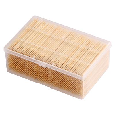 China 1000pcs Bamboo Double Side Stick Toothpicks Boxed Eco-Friendly Wooden Plastic Box Boxed Packing Toothpicks Double Side for sale