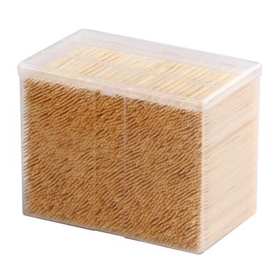 China Viable Manufacturer 1000pcs Different Sizes High Quality 65mm*1.8mm Plastic Container Bamboo Teeth Picks Storage Boxes Toothpick Box for sale