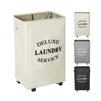 China Large Modern Rolling Laundry Basket Rolls Folding Dirty Clothes Basket Handle Basket Rectangular Laundry Baskets For Laundry for sale