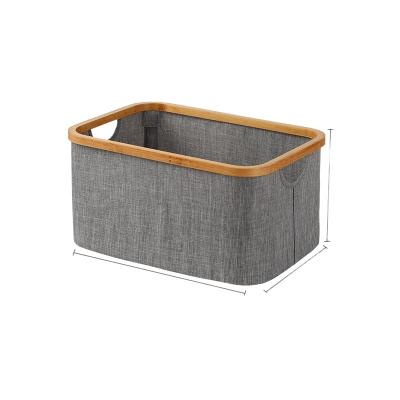 China Sustainable Nordic Simple Folding Oxford Bamboo Clothing Storage Basket, Washing Storage Basket with Lid Handle, Used for Storing Dirty Towels for sale