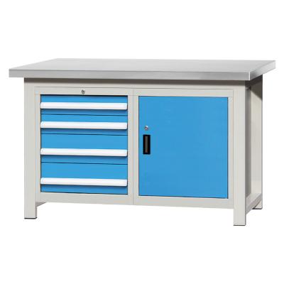 China Assembled Shipped Two Heavy Duty Workbench Stainless Metal Workbench Heavy Duty Cabinets for sale