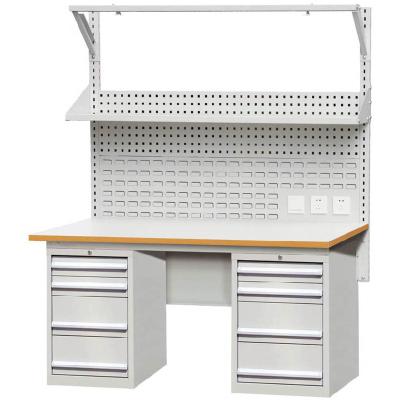 China E600237 Pedestal Cabinet Light Fixture Shelf and Pegboard Leg Straight ESD Workbench 300KG for sale