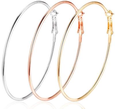 China 3 Pair TRENDY Big Hoop Earrings, 14K Rose Gold Plated Silver Gold Plated Stainless Steel Hoop Earrings for Women Girls Sensitive Ears for sale