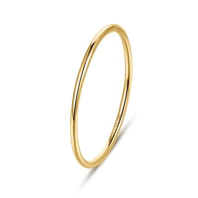 China TRENDY 1mm/1.5mm 14K Gold Plated Rings Stacking Rings For Women Girls Gold Plain Statement Band Comfort Stackable Thin Fit for sale