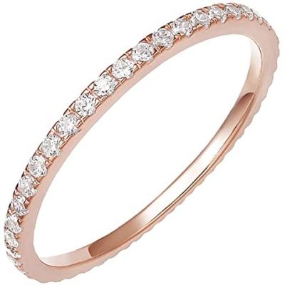 China TRENDY 14K Sterling Silver Gold Plated CZ Simulated Diamond Stackable Ring Eternity Bands For Women for sale