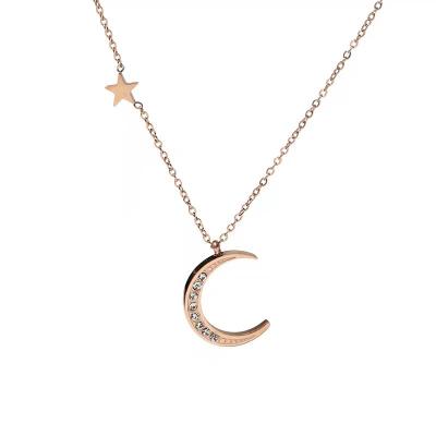 China TRENDY Short Necklaces Trans European Figure Chain Party Gift Kids Women Necklace Leaf Shape Moon Pendant Wedding for sale