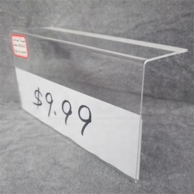 China Good Quality Plastic Shelf Talker Acrylic Price Label Holder 20X10cm with 6cm Back Flip and Fixing Edge on Supermarket Rack for sale