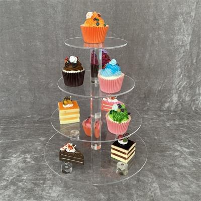 China Good Quality Customized Christmas Food Chocolate Bread Round acrylic wedding cake cupcake tower clear 4 tiers cupcake display stand for sale