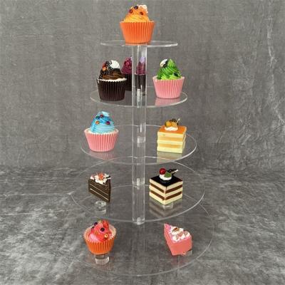 China Good Quality Round Cupcake Rack cupcake stand display 5 tier clear acrylic cupcake display stand for Bread, 14