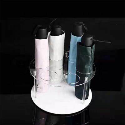 China Good Quality Custom modern Pos Counter Display clear acrylic umbrella display lucite acrylic umbrella holder for sale