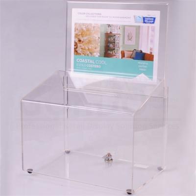 China Good Quality House Shaped Suggestion Comments Ballot Box clear acrylic donation box acrylic money box with Lock and slot for Invitation Card for sale