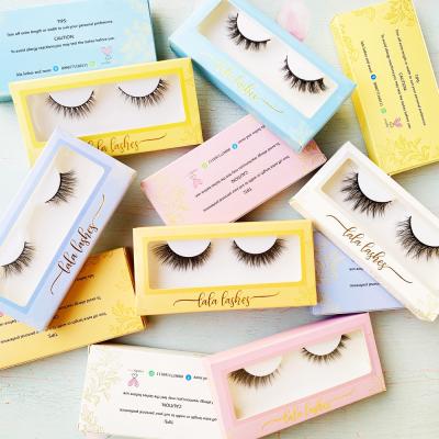 China Luxury Natural Fluffy Fake Mink Eyelash From Lash Vendor Thin Band Individual Whispy Natural Soft Volume Eyelash 5D 3D 25Mm for sale