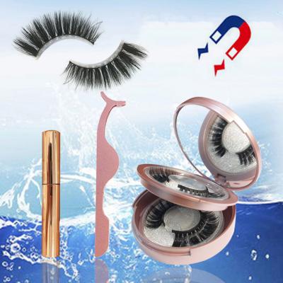 China Natural Soft Hot Selling All Natural Sizes Custom Wrapping Synthetic False Lashes 2 Pair Magnetic Eyeliner Lashes for sale