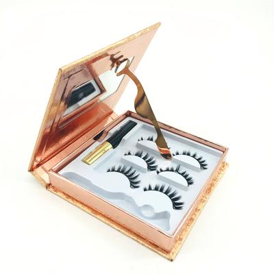 China Wholesale Natural Soft Can Be Customized Mink Fur Material Eyeliner Magnetic Eyelashes With Own Logo for sale