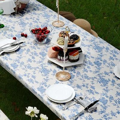 China Foshan New Table Cover Design PVC Disposable Tablecloth Printed Vinyl Rich Field Customized Tablecloth Edge Binding Waterproof Flower OEM for sale