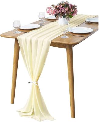 China Modern Customized Fancy Chiffon Gauze Table Runner Runners in Various Colors for Outdoor Wedding Party for sale