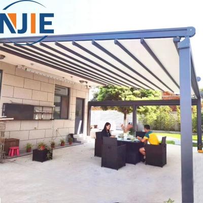 China Customized Waterproof Folding Pergola Anti-UV Motorized Arch Gazebo Pergola Roof Modern Aluminum Louvered Sunshade Roof Pergola for sale