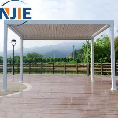 China Easily Assembled Louvered Modern Sun Roof Pergola Kits With Motorized Pergola Canopy And Remote Control And Side Screen for sale