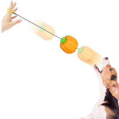 China Viable Outdoor Interactive Dog Ball Halloween Pumpkin Dog Throwing Toy For Fetch Throwing And Chewing for sale