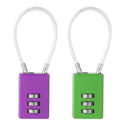 China Zinc Alloy High Quality Security Flexible Wire 3 Digit Combination Cable Padlock For Travel Luggage for sale