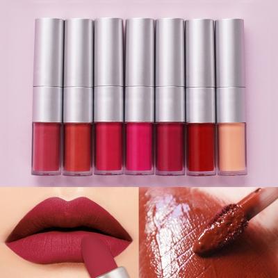 China Private Label Waterproof Double Headed Non Stick Cup Nudity Lip Gloss 2 In 1 Matte Long Lasting Lipstick for sale